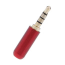2x 3.5mm 4 Pole Male + Female Repair Headphone Jack Plug Metal Soldering Red