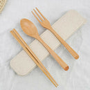 3PCS Portable Wooden Chopsticks Spoon Fork Set with Box for Picnic Healthy