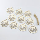 10pcs Rat Pattern DIY Crafts Scrapbook New year Decor Natural Wooden Ornamen&+