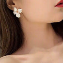 Korean Girls Flower Ear Stud Casual Women Sweet Earrings Jewelry (White) A