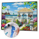 Painting By Numbers Kit DIY Seaside Pavilion Canvas Oil Art Picture Craft A