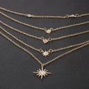Rhinestone Stars Pendant Clavicle Chain Women Multilayer Necklace Jewelry