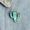 Cartoon Enamel Cactus Plant Cat Brooch Pins Animal Lapel Collar Pin Jewelry  MO