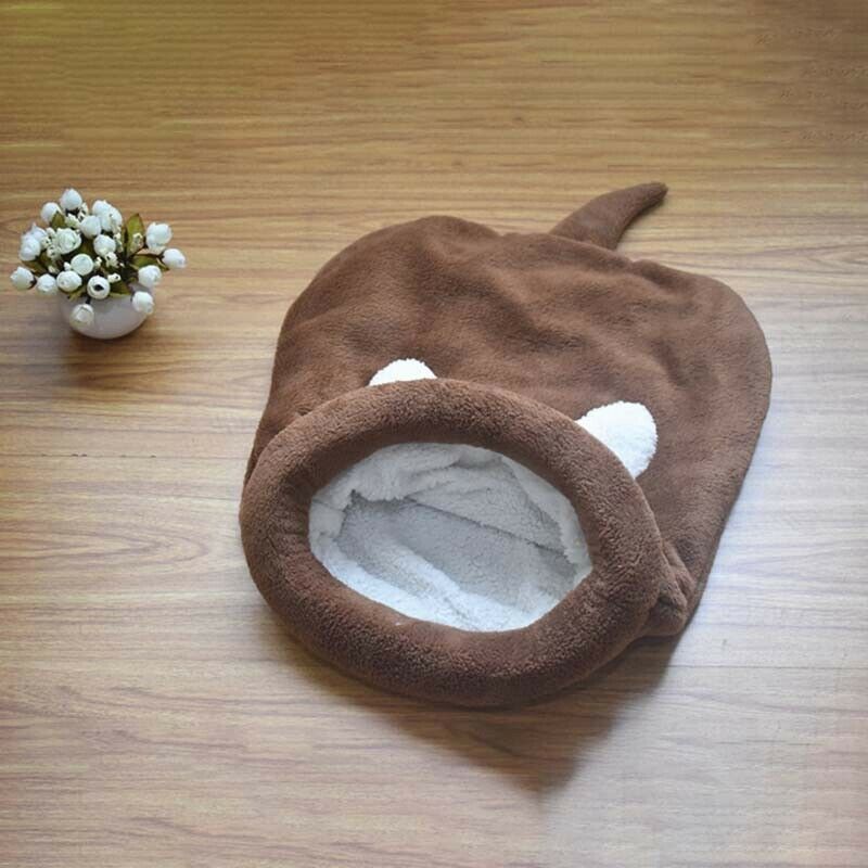 Warm Coral Velvet Cat Sleeping Bag Puppy Puppy Pet Cat Bed Kennel House Sof V9Q1
