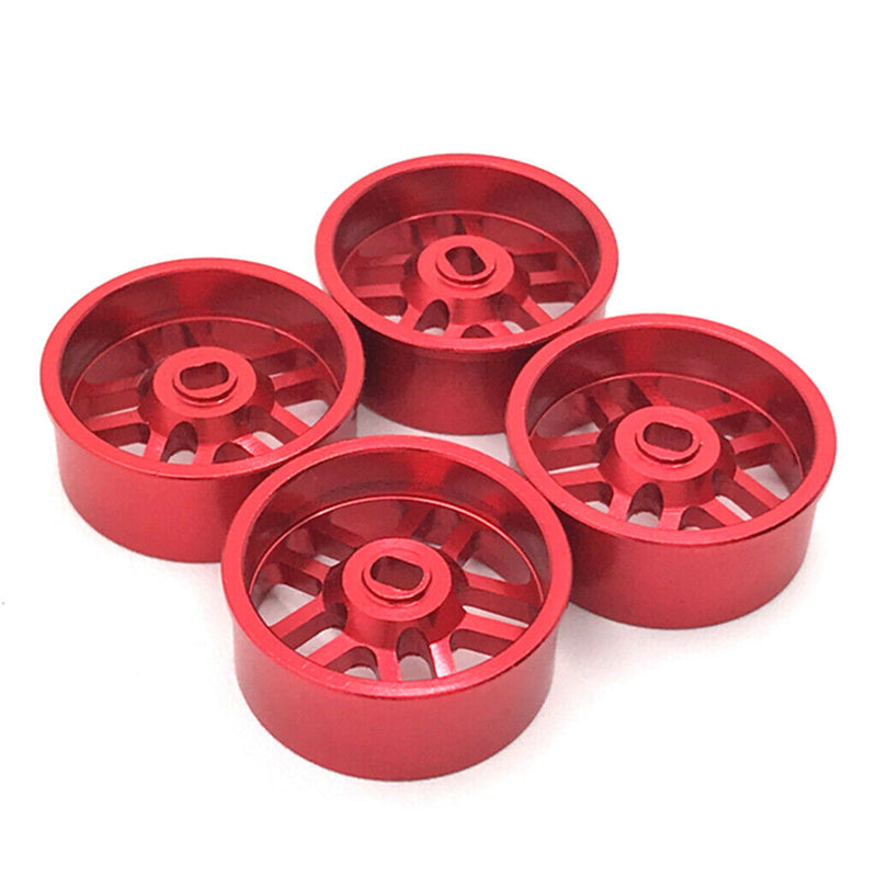 4Pcs Metal Wheel Rim Set Fit for WLTOYS K969 K979 K989 1/128 RC Car Red