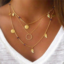 Bohemian Leaf Crystal Necklace Multilayer Long Necklace Women Pendant Neckla BX