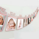 1st Birthday Baby Photo Frame Banner Baby 1-12 Month Photo Prop Champagne