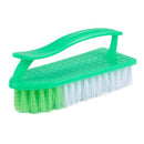 Plastic Handle Soft Bristle Cleaning Scrubbing Brush Green White P2G9