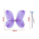 Girls Butterfly Fairy Angel Wings Wand Set Party Fancy Dress Purple