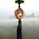 Rose Wood Carved Chinese Dragon Carp Statue Car Pendant Amulet Sculpture Wooden