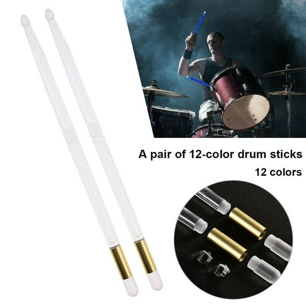 5A Acrylic Luminous Drum Stick Bright LED Light Up Drumsticks Jazz Drumstic