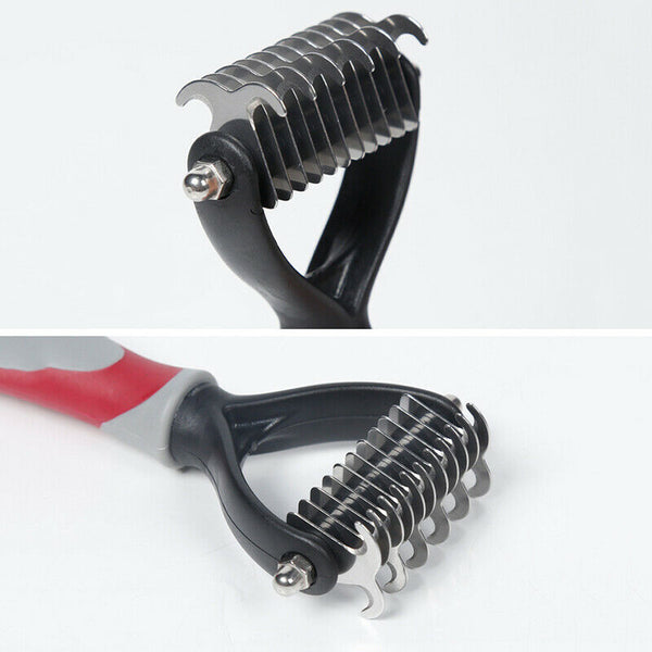 Pet Grooming Tool - 2 Sided Undercoat Rake for Cats & Dogs - Safe Comb for  J9Y5