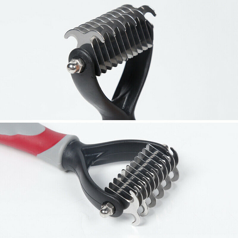 Pet Grooming Tool - 2 Sided Undercoat Rake for Cats & Dogs - Safe Comb for  J9Y5