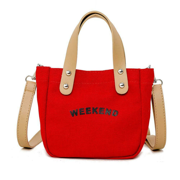 Letter Print Shoulder Satchel Handbags Canvas Women Crossbody Bags (Red) A#S