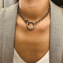 Punk Choker Necklace Hip Hop Jewelry Trendy Iron Thick Chain Circle Necklac