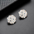 Korean Flower Crystal Stud Earrings Women Charming Ear Jewelry Accessories