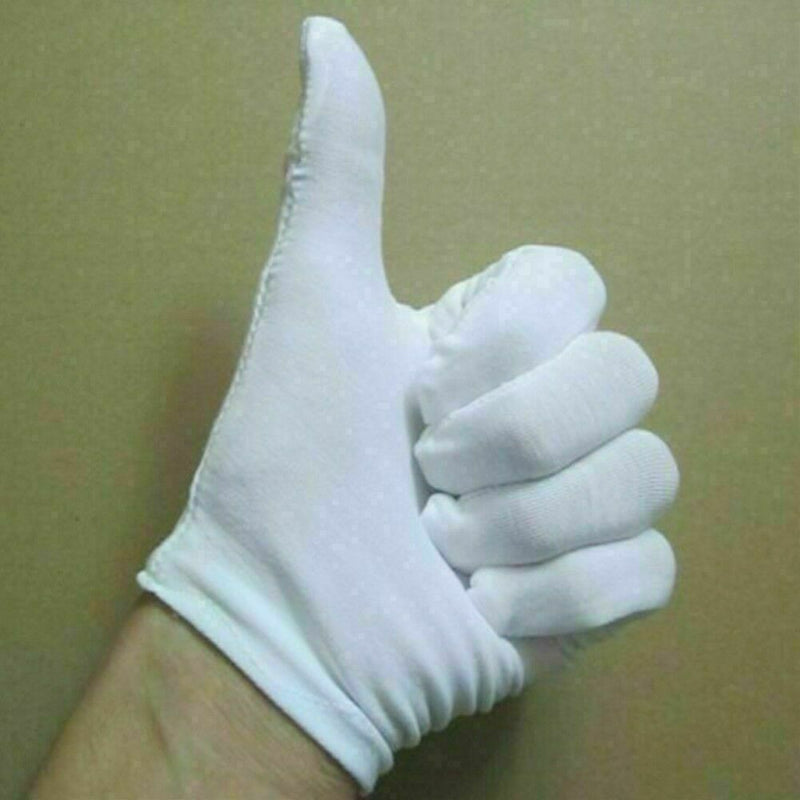 5Pair White Cotton Gloves Khan Cloth Quality Check Warm Rituals Play Gloves K2C9