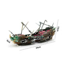 Aquarium Large Broken Boat Shaped Fish Tank Separated Shipwreck Wreck Sunk H0P3