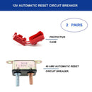 Pair 12V SAE Reset Circuit Breaker w/ Rubber Cover Overload Protection 40A