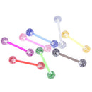 8PCS/Set Colorful Glitters Acrylic Barbell Ball Tongue Rings Piercing Jewelry TE