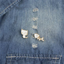 2PCS/Set Cute Cat Fish Bone Brooch Pins DIY Denim Jacket Pin Badge Jewelry FT