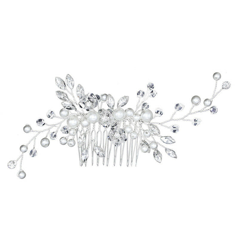 Crystal Pearls Women Hair Jewelry Wedding Hair Comb Bridal Headpieces B Gw