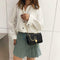 Fashion Women Messenger Bag Leather Pure Color Chain Shoulder Bag (Black)