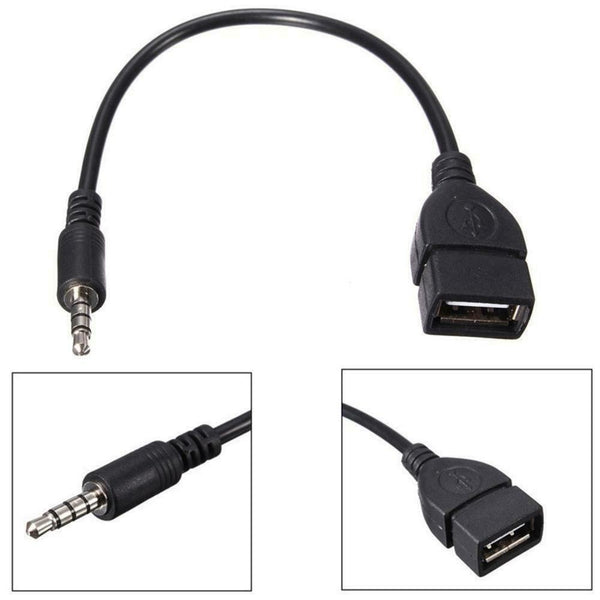 Audio AUX Jack 3.5mm Male to USB 2.0 Type A Female OTG Converter Adapter Cables