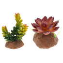 2Pack Reptile Succulent Plants Fish Tank Ornament Desert Plant Artificial