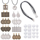 60pcs Pendant Trays Bright Glass Cabochon Necklace Cord for Photo Pendant  FT