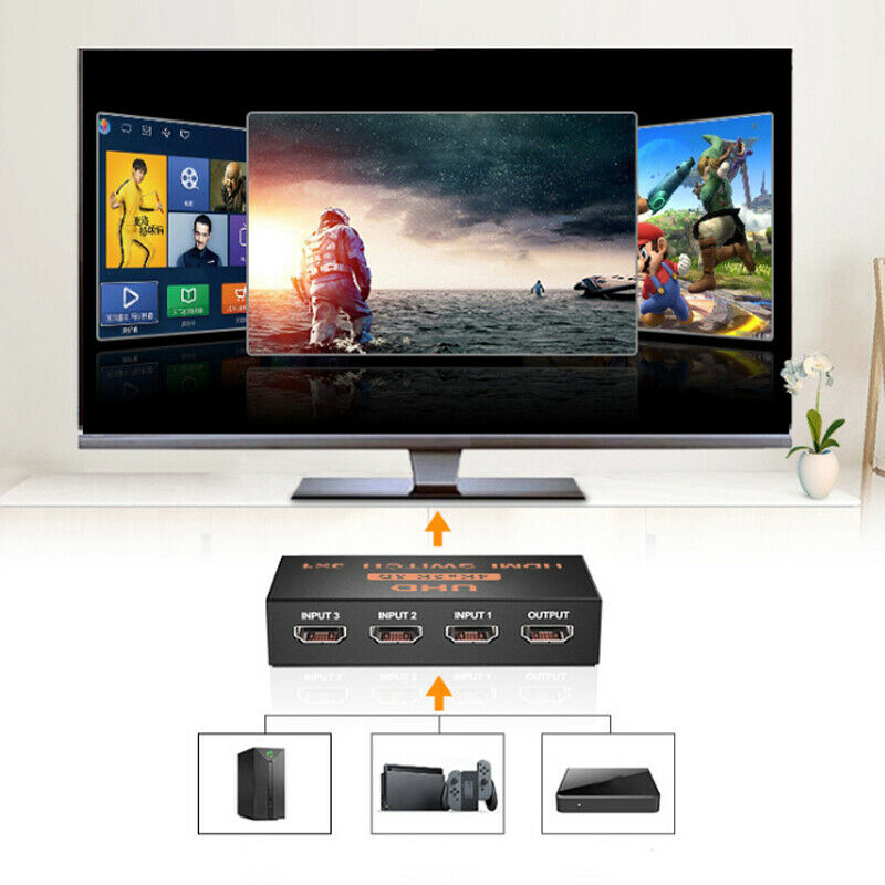 3x1 HDMI Switch Switcher 3 In 1 Out HDMI Sellector 3 port HDR 4K 60Hz HDCP2.2 bs