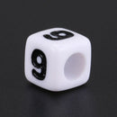 300 White Mixed Number & Symbol Cubic Beads 7x7mm(1/4 inchx1/4 inch)