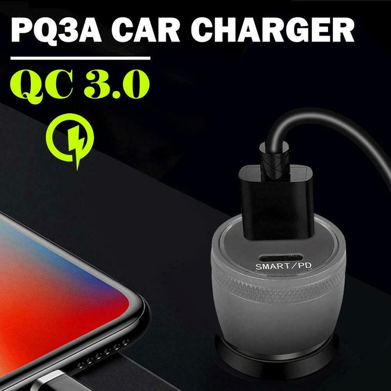PQ3A Quick Charge 3.0 Car Charger 36W 2 Port USB Fast Charging Adapter for Phone