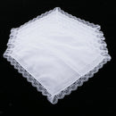 5pcs Lady Cotton Handkerchiefs Lace Trim White Hanky Kerchief  Square