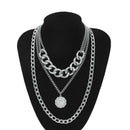 Punk Cuban Choker Necklace Exaggerated Thick Chain Fashion Queen Pendant Ne M9O6