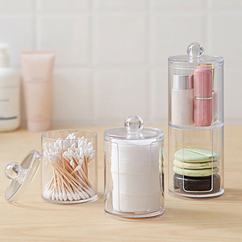 1X Clear Acrylic Storage Holder Box Cotton Swab Makeup Organizer Glossy Case