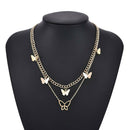 Boho Women Butterfly Double-layer Chain Pendant Choker Necklace Jewelry Gift