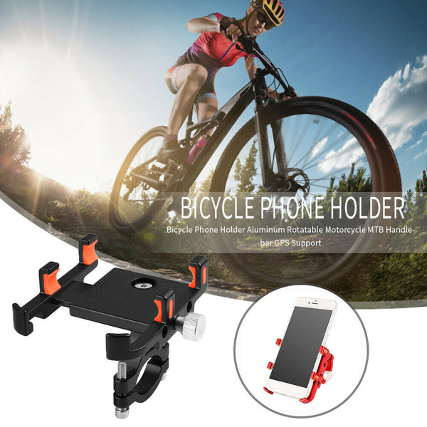 Bicycle Phone Holder Aluminum Motorcycle Handlebar Support Stand (Black) A#S