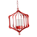 Iron Hollow Candle Holder Candelabrum Lantern Wall Hanging Case F - Red