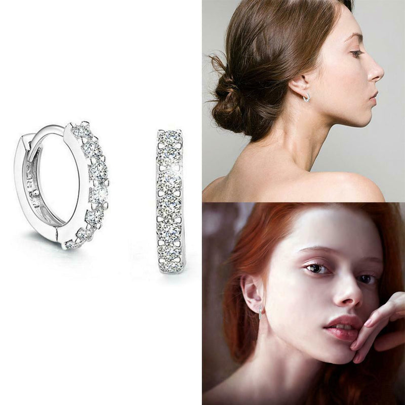 1/4 Ct Round Cut  Fashion Diamond Single Row Hoop Huggie Earrings