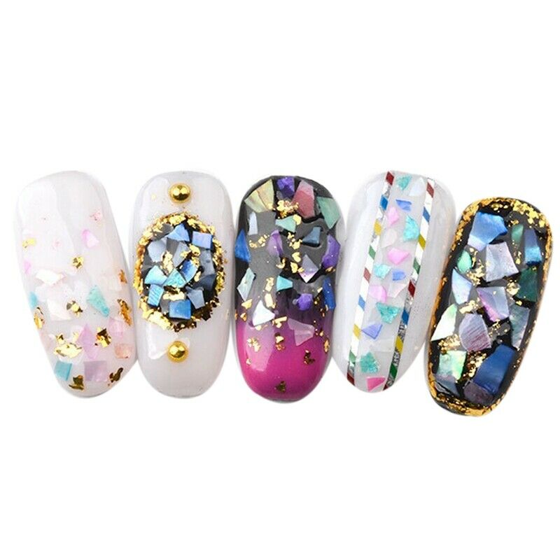 1 Set 12 Mix Color Crushed Shell Fragment for False Acrylic UV Gel Tip Nail G9V8