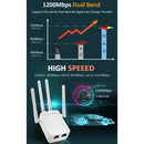 1200Mbps 2.4 / 5GHz 4 Antenna Wifi Repeater & Router Wireless Extender Home