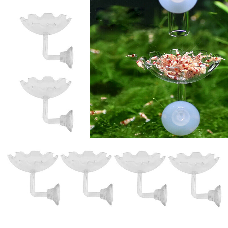 6 Pcs Aquarium Crystal Clear Acrylic Red Shrimp Snails Feeding Dish Food Bowl