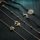 5pcs/set Boho Bracelet Women Hollow Flower Bead Chain Moon Alloy Jewelry