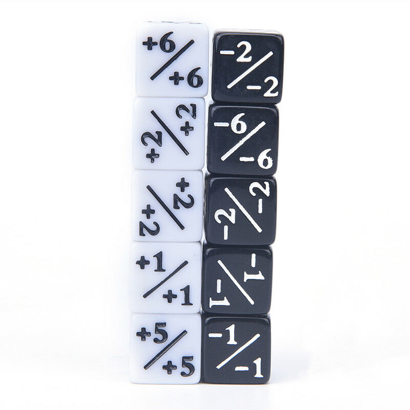 10x Dice Counters 5 Positive +1/+1 & 5 Negative -1/-1 For Gathering Table M&