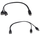 30cm USB-A Female to 2Port USB Male Y-Splitter Extension Adapter Cable