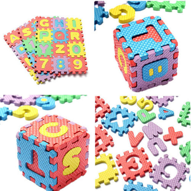 36Pcs Soft Foam Baby GXildren Kids Play Mat Alphabet Number Letter Puzzle** ^`US