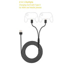 Fast Charging 2in1 10ft USB C Type-C Charging Cable for Switch Lite Pro PS5