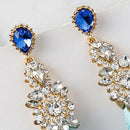 Women Rhinestone Tassel Dangle Ear Stud Fringe Drop Long Dress Earrings