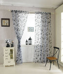 Butterfly Window Voile Curtain Sheer Tulle Drape Valance Black 100cm x 200cm